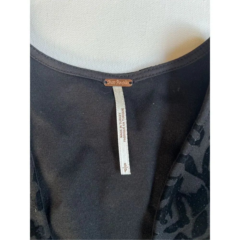 Free People velvet embellished black mini dress